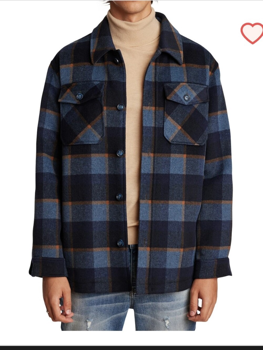 Paisley & Gray Men's Plaid Button-Up Shacket Jacket in Navy & Blue, Size L